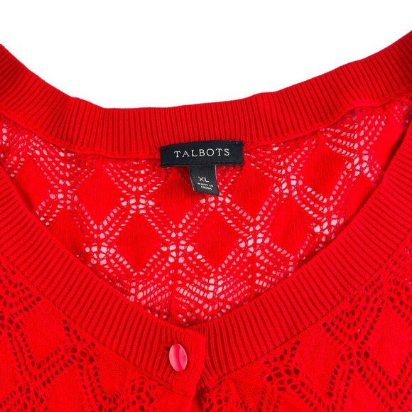 Talbots Womens Red Knit Cardigan Sweater XL Great For A Fancy Dinner Or Pretendi - Picture 2 of 5